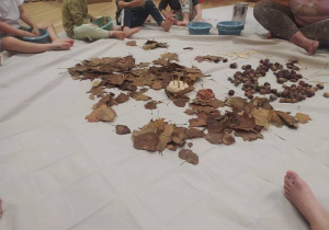 Dzieci lepią jeże podczas zajęć sensoplastyki.